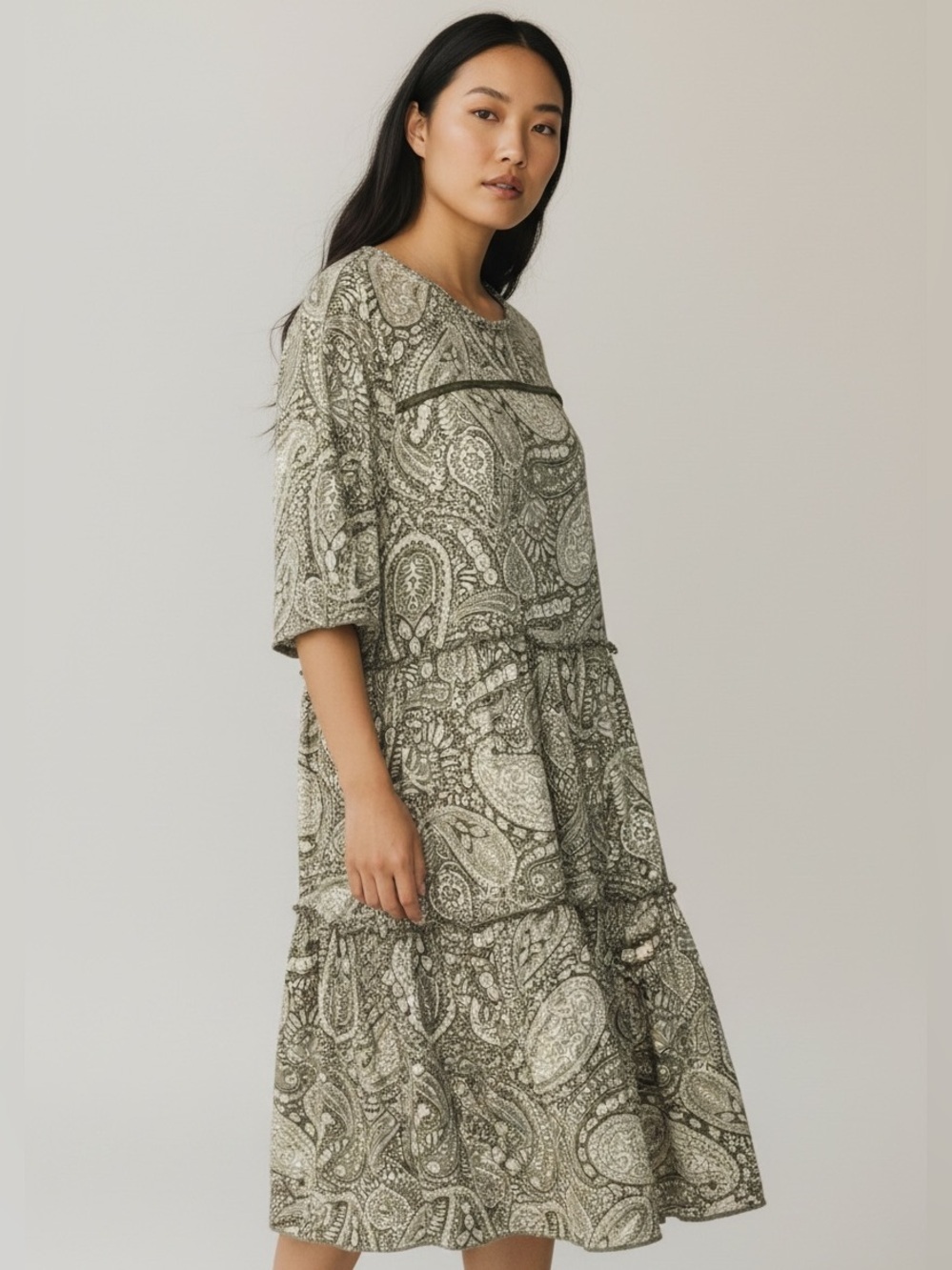 Knox Rose Tiered Paisley Boho Dress Size Medium
